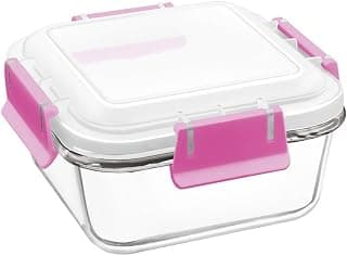 Treo by Milton Borosilicate Bake N Lock Glass Square Container, 510ml, 1-Piece, Transparent