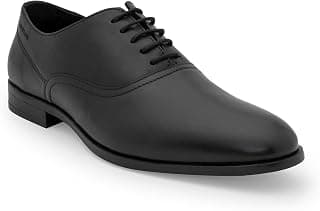 Red Tape Men's Formal Shoes Black Leather Round Toe Lace-Up
