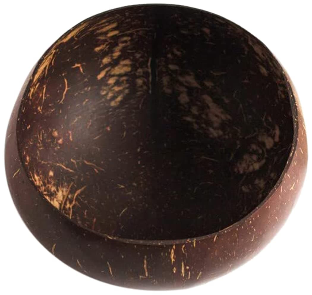 Thenga Jumbo Coconut Shell Bowl 900 ML | Eco-Friendly Handmade Dish with Coconut Wood Spoon for Smoothie, Salad, Breakfast & More | Natural Artisan Tableware – 1 Bowl + 1 Spoon
