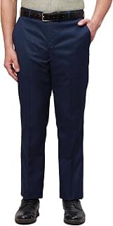 Park Avenue Men's Smart Fit Mid Rise Structure Pattern Poly Viscose Blend Pleatless Formal Trouser