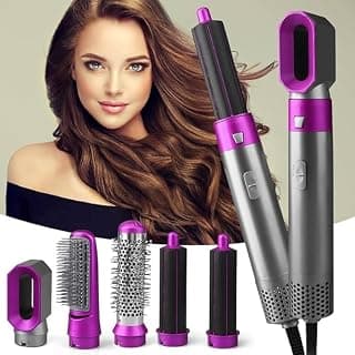 Drumstone [7 Years Warranty] 5-in-1 Hot Air Brush – Replaceable Heads for Drying, Curling & Straightening – Lightweight, Portable & Safe Hair Styler for Salon-Quality Results