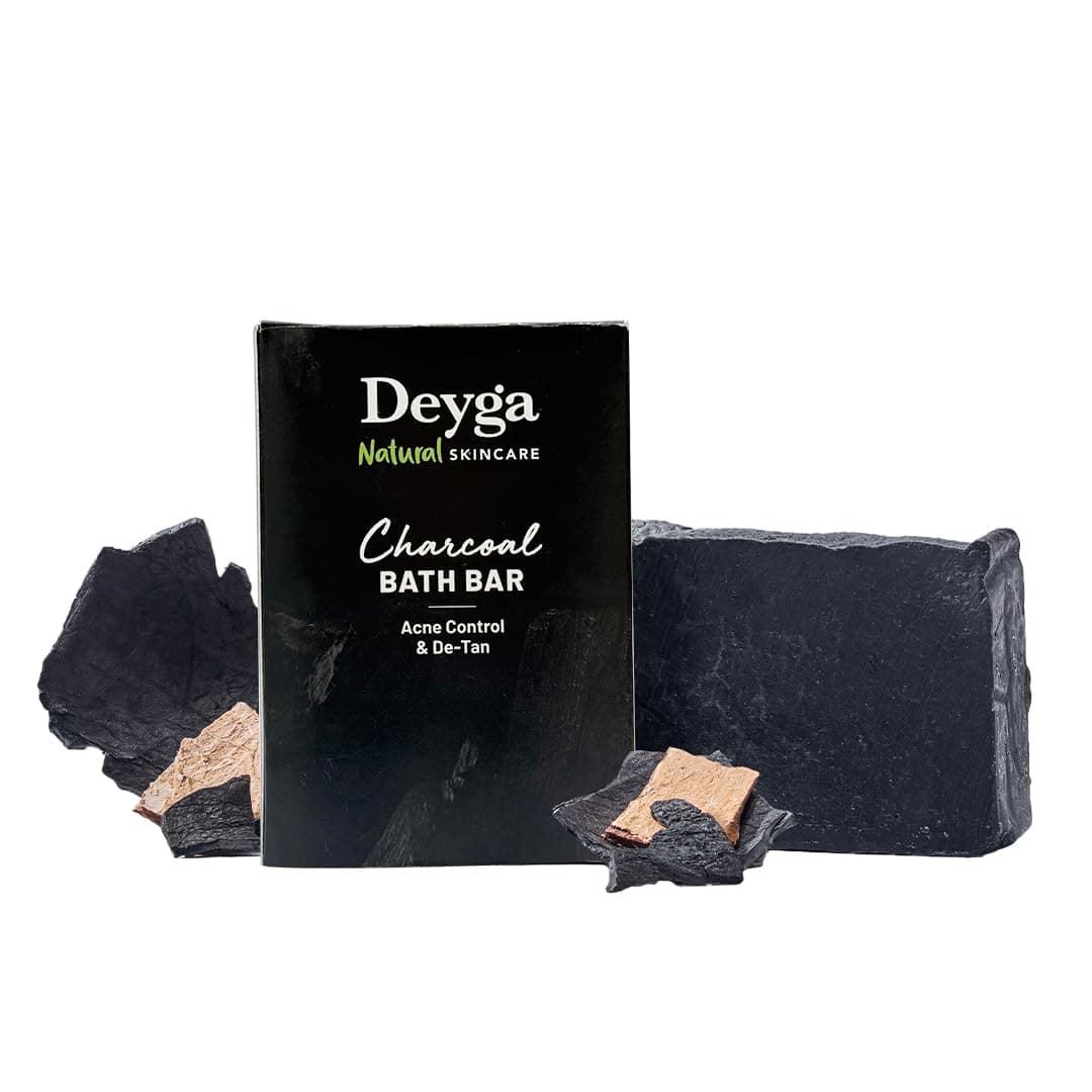 Deyga Charcoal Soap | Reduces Acne & Blackheads | Deep Cleansing & Detoxifying Bath Bar | Controls Oil | For Oily & Acne-Prone Skin - 130g