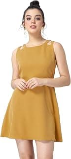 FabAlley Women Mustard Cut Out Skater Dress