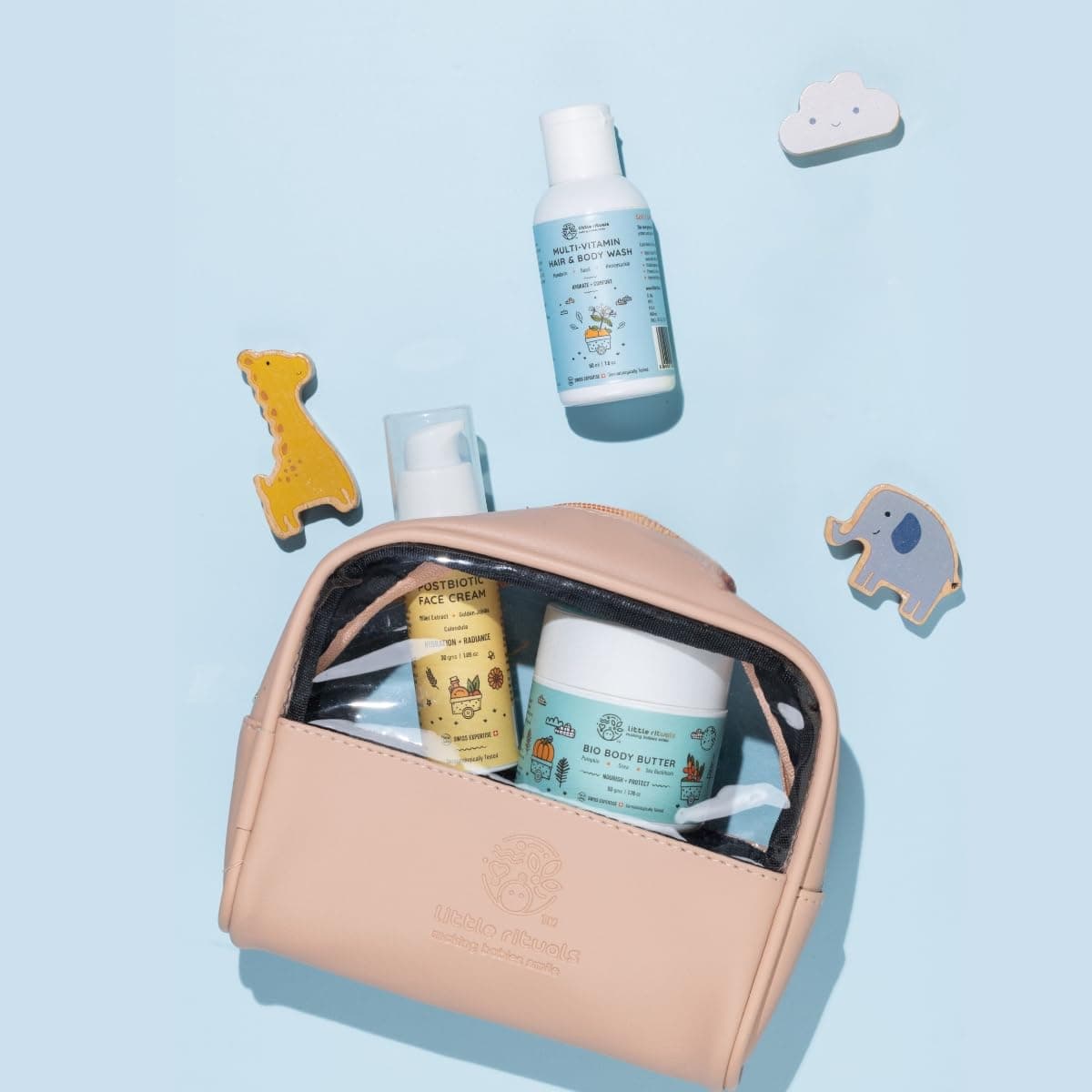Little Rituals Travel Kit/Gift Pack for Kids, Baby, Children| Premium Gift Pack for Baby | Newborn Baby Essentials Combo | Baby Products Mini Pack | New Born Baby Products | Baby Skin Care Collection for Travelling Parents | Body Wash 50 ml, Face Cream 30 gm, Body Butter 50 gm