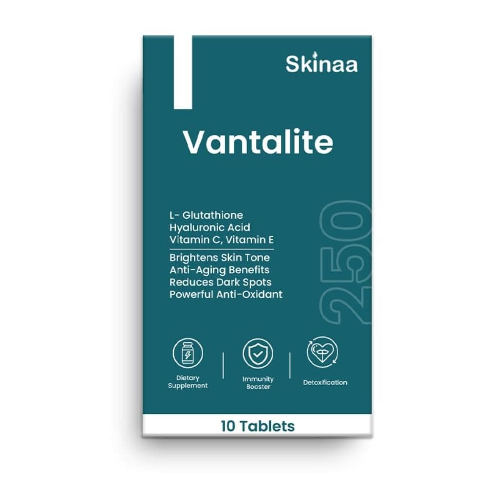 Vantalite L Glutathione Tablets for Skin Whitening 250mg | 10 Tablet | Glutathione Supplement with Alpha Lipoic Acid, Vitamin C, Vitamin E For Glowing Skin | Anti-Aging Antioxidant