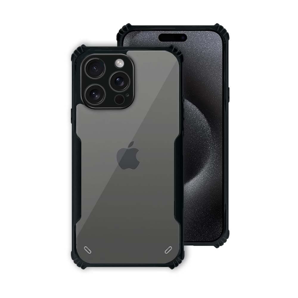 7SEVEN® Ipacky Back Cover for iPhone 15 Pro Max Mobile Back Case Shock Proof Design Camera Edges Protection Crystal Clear Phone Case Precise Cutouts Matte Black Soft Bumper Phone Cover