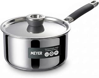 Meyer Trivantage Pro Triply Saucepan 18cm/2.4L | Milk Pan with Heavy Bottom | Milk Pot | Sauce Pan/Tea Pan with Stay Cool Silicone Grip & Steel Lid | Stainless Steel Cookware with Induction Base