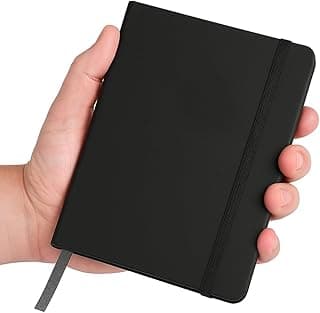 AccuPrints A6 Hard Bound Diary Size 6 x 4.2 inches with 160 Pages | Notebook Diary with Elastic Lock PU Leather Pocket Diary for Office (Black)