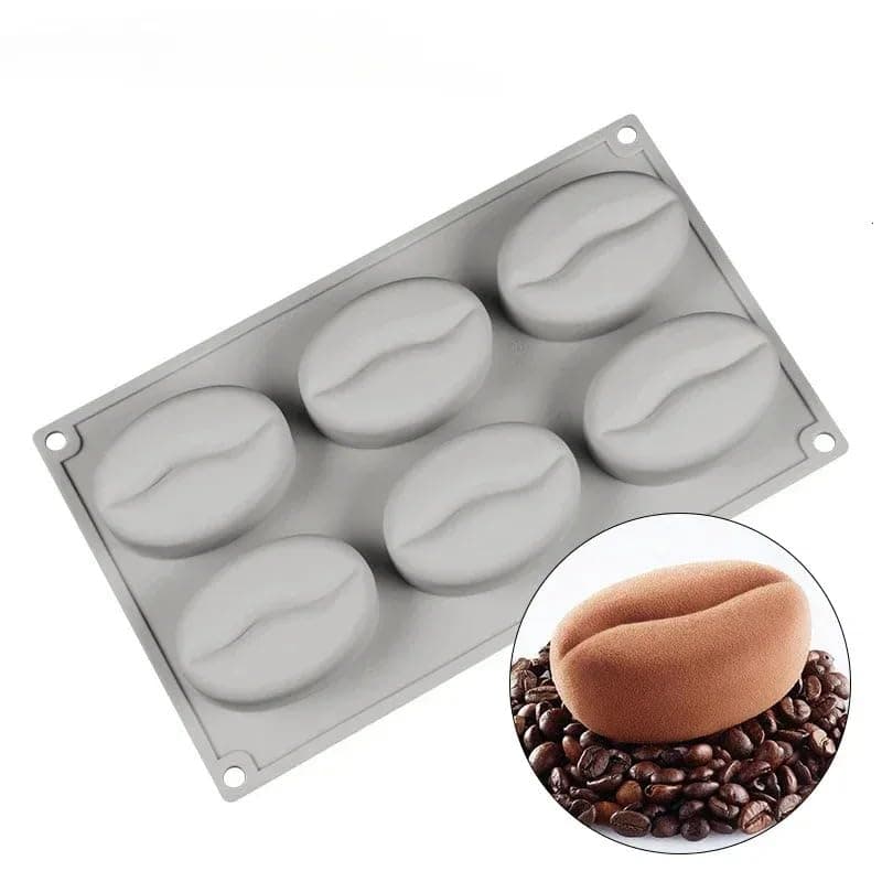 FirstTry Coffee Bean Shape Chocolate Mold I 3D Fondant Silicone Candy Mold Tray I for Handmade DIY Jelly Mousse Cakes Dessert Pastry Polymer Clay Muffin Cookies Cupcake Decoration Tools – 6 Cavity