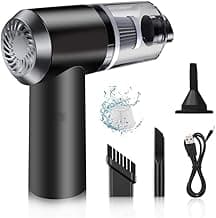 3-in-1 Portable Car Vacuum Cleaner with Blower, USB Rechargeable, Black, Wireless Handheld Mini Design, Strong Suction, Washable HEPA Filter for Car, Home, Travel