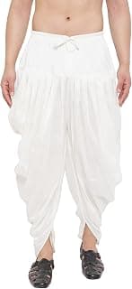 VASTRAMAY VM Mens Silk Blend White Dhoti - Comfort, Classic Design for Festivals & Ceremonies | Stylish Cowl Pattern Machine Weave Dhoti Ethnic Indian Wear for Men