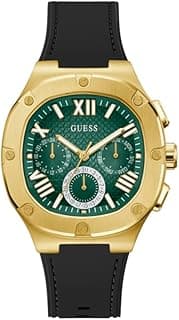 GUESS Men's 42mm Watch - Black Strap Gunmetal Dial Silver Tone Case