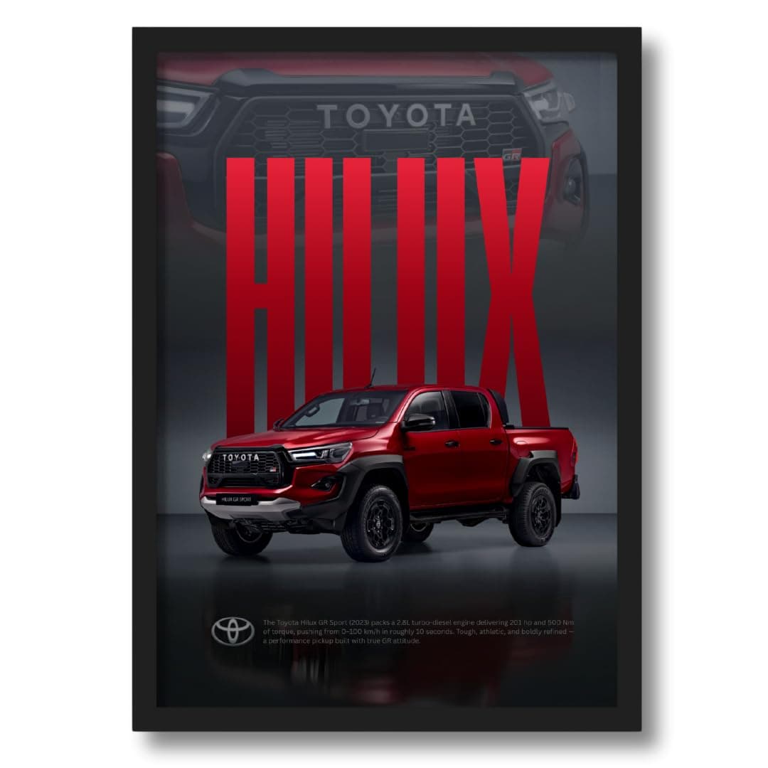 ArtAction Hilux Wall Frame Poster | A4 Size Car Wall Frame for Living Room & Office | Framed Hilux Pickup Truck Poster | Automotive Decor & Gifting for Men & Boys