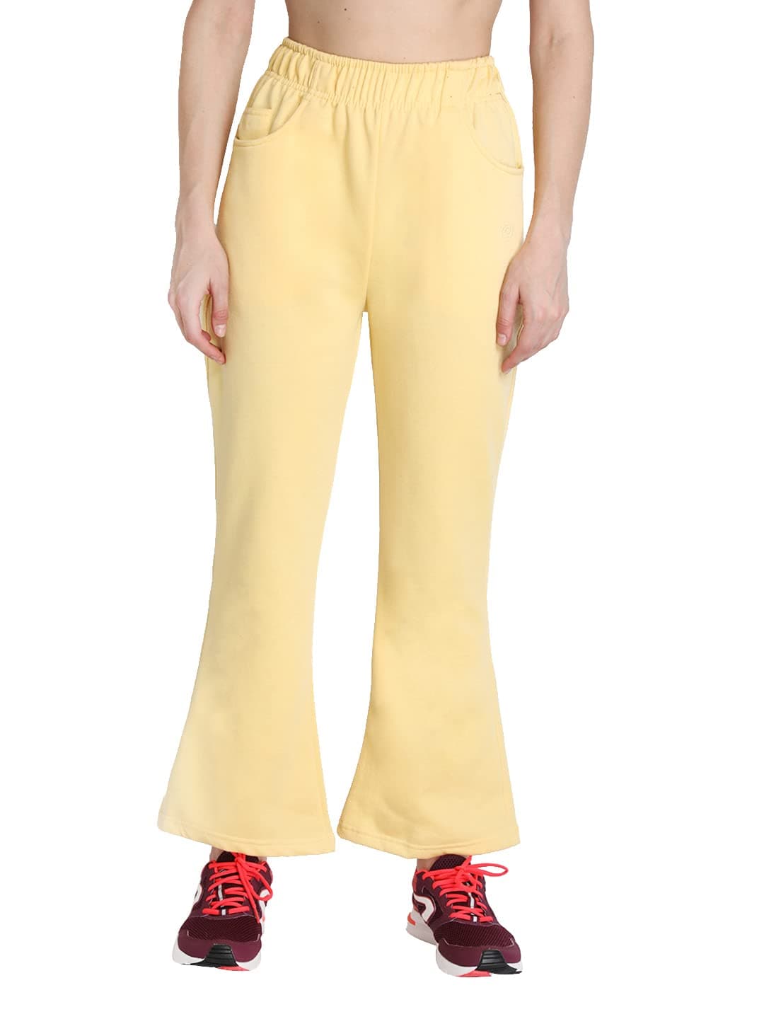 CHKOKKO Women's Regular Fit Mid Rise Bellbottom Track Pant Workout Running Lower