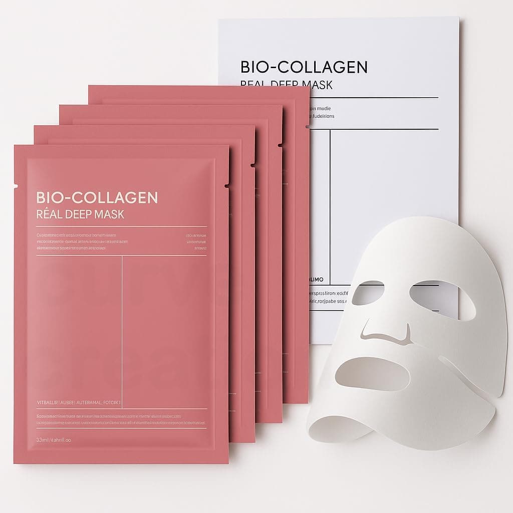 (Pack of 2) Bio-Collagen Real Deep Mask | Korean Collagen Face Mask with Low Molecular Collagen & Hyaluronic Acid | Overnight Hydrating Hydrogel Mask | Pore Minimizing, Wrinkle Reduction, Glass Skin | Paraben-Free