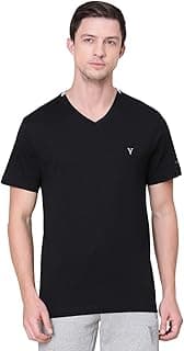 Van Heusen Men Athleisure Smart Tech Regular Fit T-Shirt - Easy Stain Release, Anti Stat, Ultra Soft_60001_Black_Large