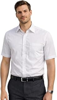 Louis Philippe Men's Regular Fit Easy to Iron Everyday wear Premium Cotton Half Sleeve Solid Formal Shirt