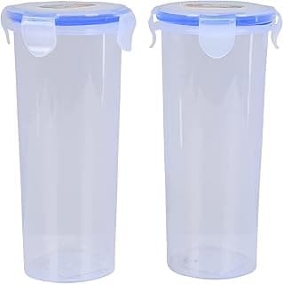 Sheejai Lock and Seal Plastic Glass with lid Set of 2 Transparent Tumbler 640ml Set of 2