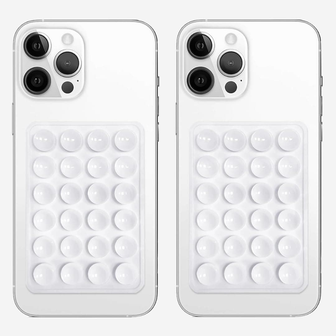 Suction Phone Case – Anti-Slip Silicone Sticky Mount Pad for Hands-Free Grip | Works on Mirror, Shower, Dashboard | Multipurpose Mobile Holder for Selfies & Videos Multicolor (WHT&WHT)