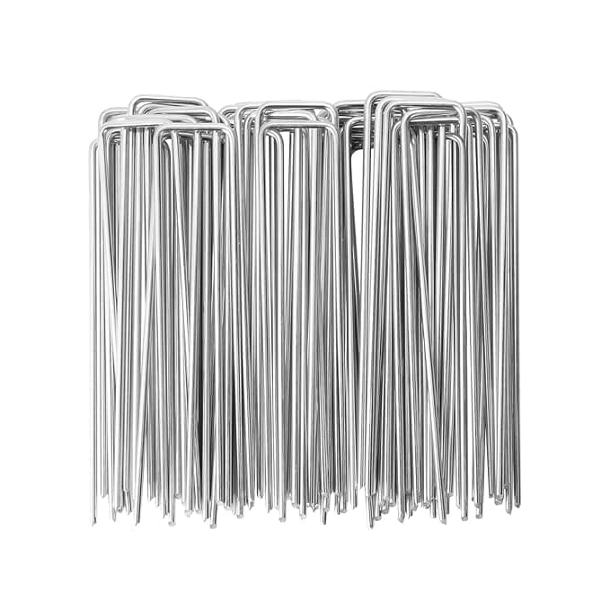 Weedmat Nails Steel Staples Securing Fabric Landscape 6-inch,Galvanized Steel Garden Stakes, Anti-Rust Lawn Pins with1.5-inch Width,Ground Cover or Drip Irrigation tubing, HeavyDuty and LongLife (50)