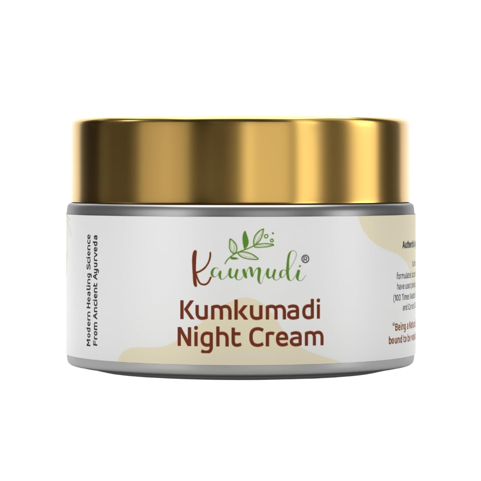 Kaumudi Kumkumadi Night Cream | For Women and Men | Made with Shata Dhauta Ghrita (100 Times Washed Ghee) & Kumkumadi Thailam | Handmade with Natural Ingredients | For Signs of Aging, Dark Spots, Blemishes, Sun Damage | Moisturize & Nourish | For Healthy, Glowing, and Clear Skin | All Skin Types | No Artificial Color | No Artificial Fragrance | Sulphate, Paraben & SLS free | 40 GM / 1.41 fl Oz