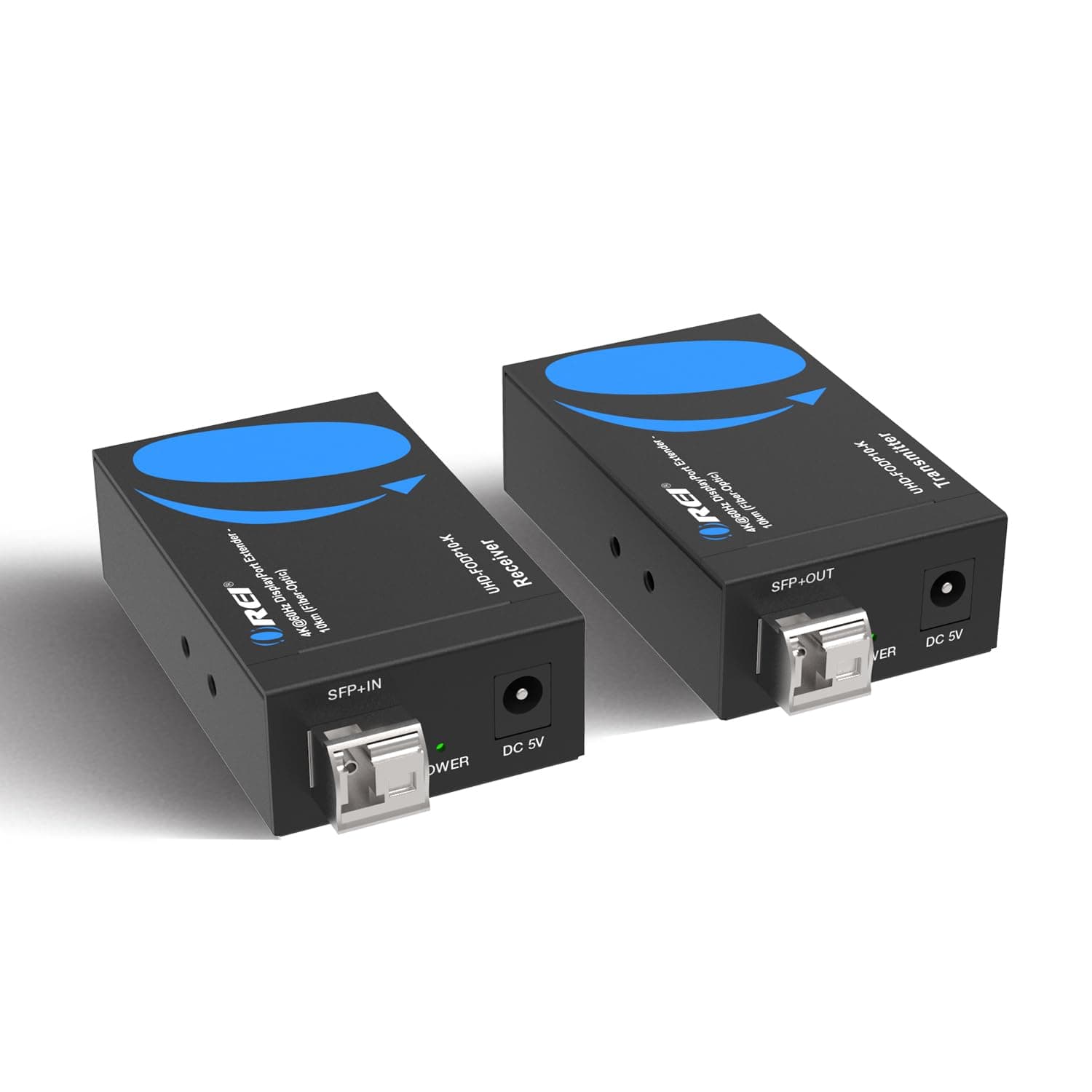 Orei 4K DisplayPort Extender over Fiber Optic Balun - UltraHD 4K @ 60Hz 4:4:4 DR, CEC, HDR10+, VESA Res, SFP+ - Up to 10 KM in Single Mode - 300M in Multi-Mode