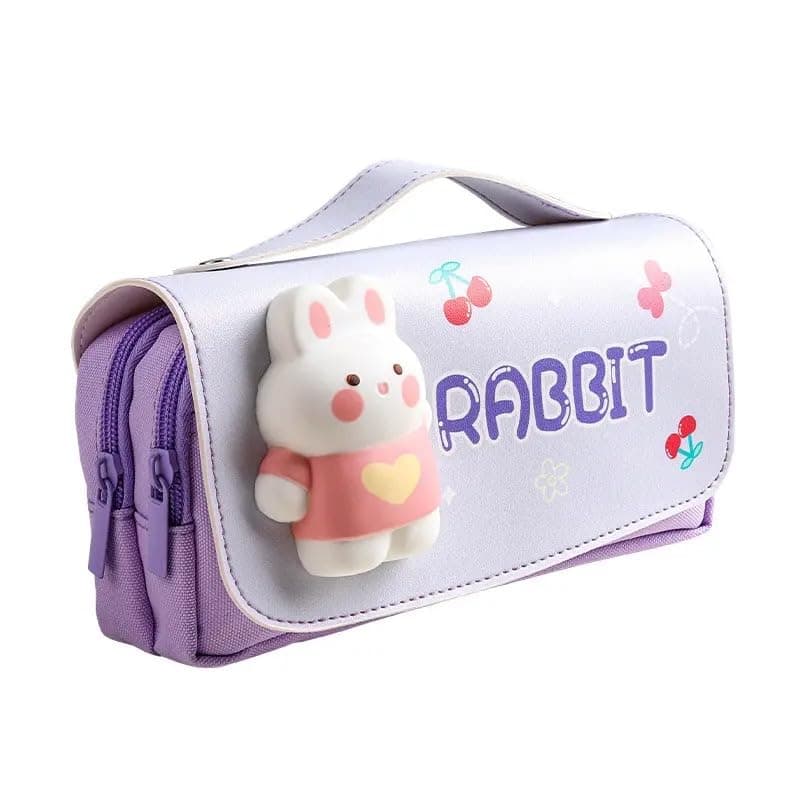 Onpalm Enterprise Rabbit Style Pencil Pouch for Girl and Boy,Big Pencil Case for Kid,Zipper Pencil Kit Stationary Storage Box for School Children,Stationery Organizer Pen Box Student (Rabbit Pouch)