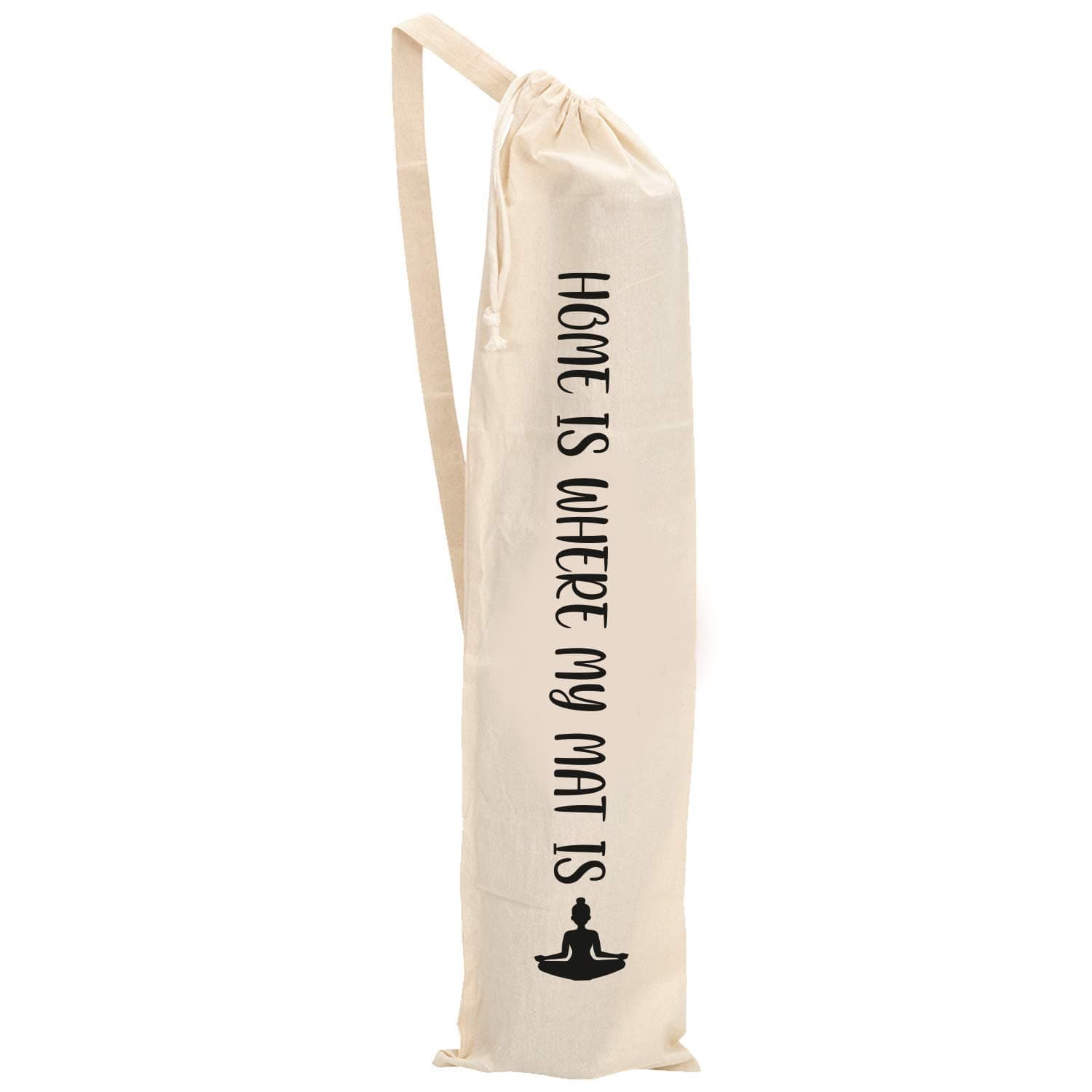 ThePrintFactory Cotton Yoga Mat Bag/Cover with Shoulder Strap - Cotton Material (Off White) - Cotton Carry Bag with Strap and Drawstring for Yoga Mat- Big Size