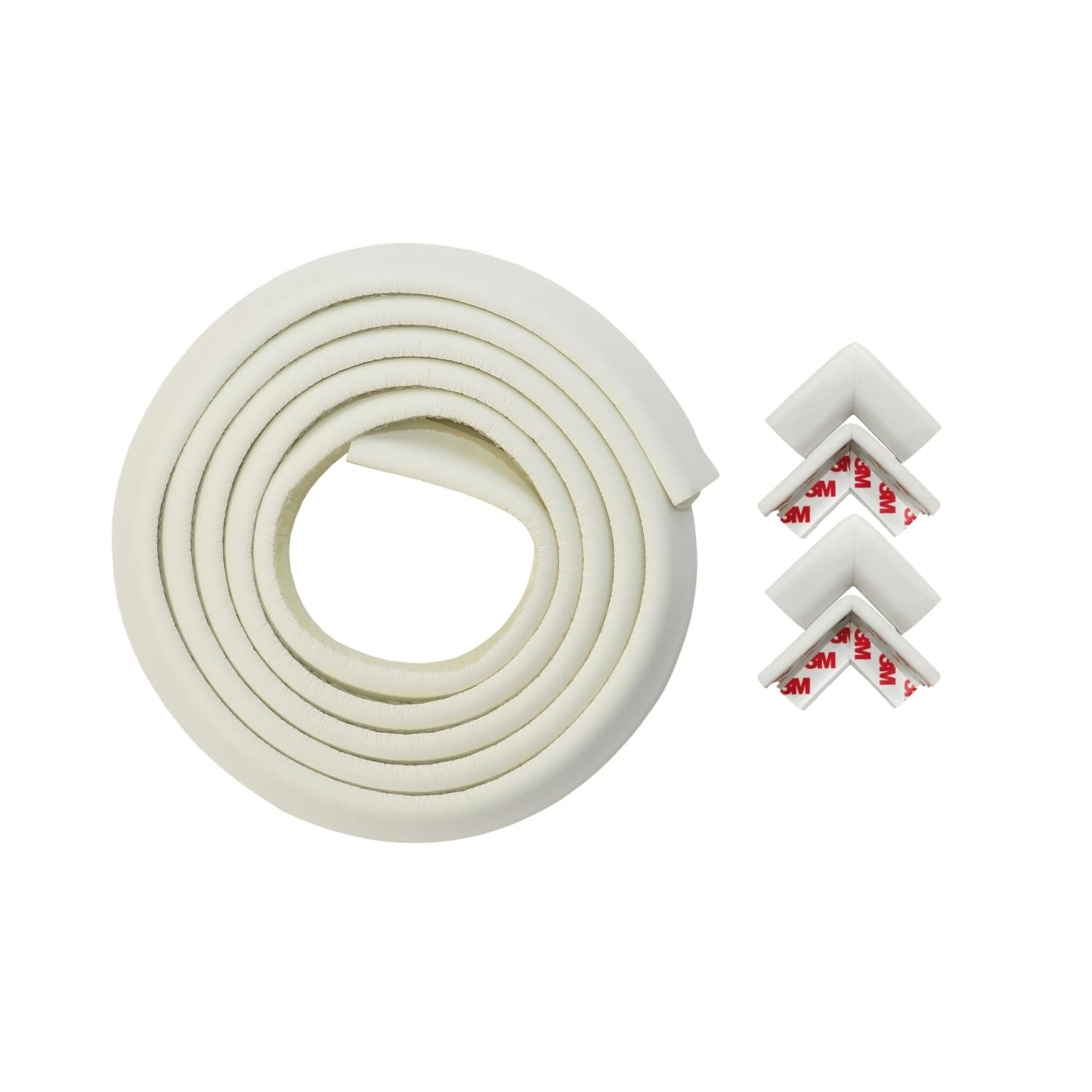 BabySafeHouse 6.5ft Pre-Taped Edge Guard & 4 Corner Protector, White | Soft Foam Sharp Edge Protector, Strong Adhesive, Easy Installation, Baby Proofing for Furniture, Tables & Desks - White