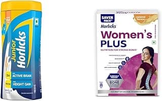 Junior Horlicks Health & Nutrition Drink Vanilla, 500G Jar, 2 To 6 Years & Horlicks Women's Plus Caramel Refill 400g