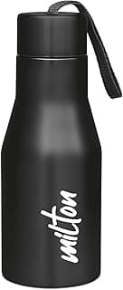 MILTON Super 500 Stainless Steel 475 ml Black Bottle | Leak Proof | Easy Grip | Gym, Hiking, Trekking, Travel Bottle