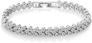 Shining Diva Fashion Platinum Plated Crystal Bangle Bracelet for Women and Girls (14677b)