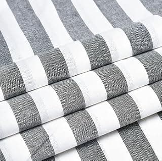 Pure Cotton Striped Shirt Fabric ? 2.5 Meters | Soft & Breathable Material for Tailored Perfection, White, Black