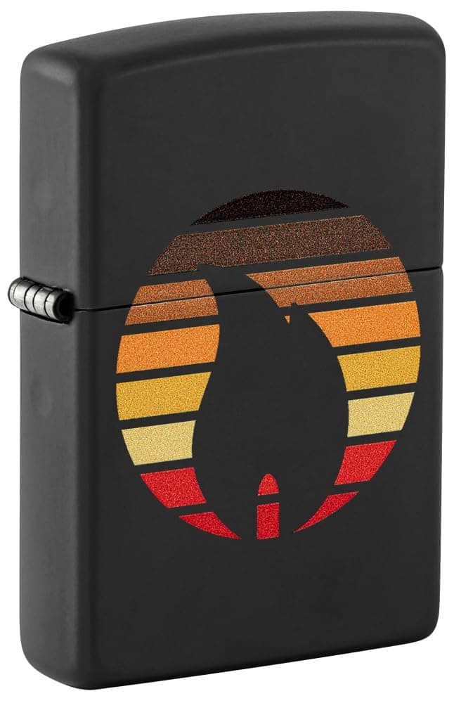 Zippo Colorblock Zippo Design Black Matte Windproof Pocket Fuel Refillable Lighter, BIS Certified