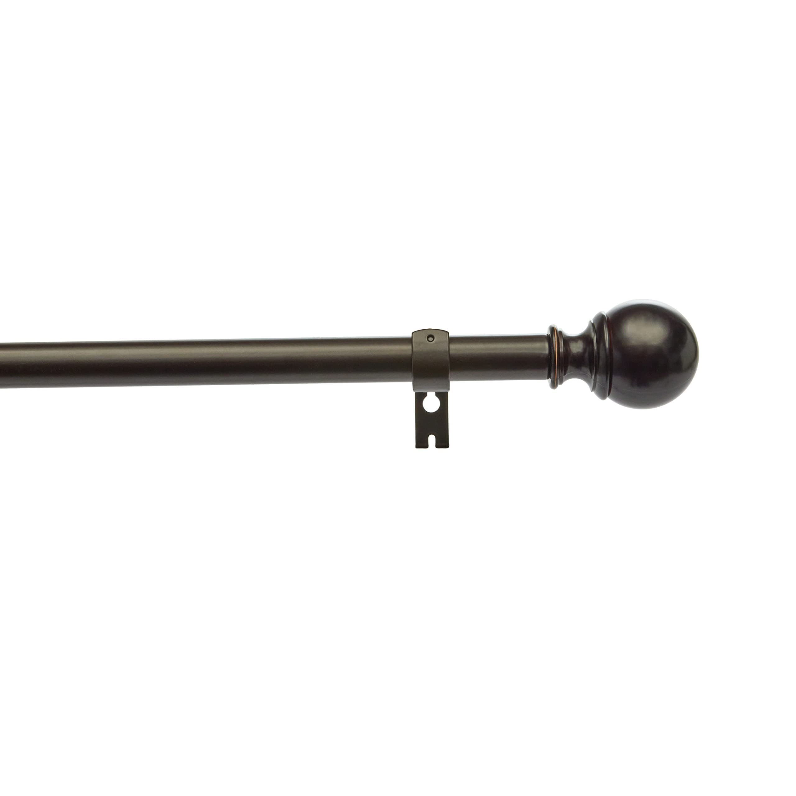 amazon basics Adjustable 1 inch Metal Curtain Rod with Round Finials and Brackets, (36 inch to 72 inch, Bronze)
