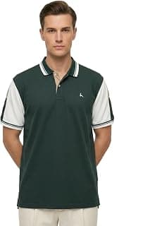 Parx Men Regular Fit Cut & Sew Pattern Pure Cotton Polo Neck Half Sleeve Casual T-Shirt