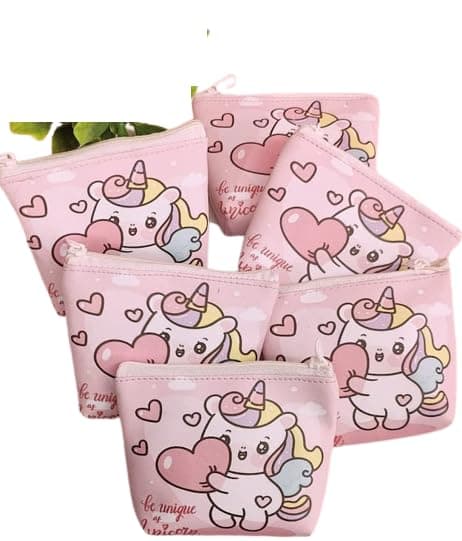TERA 13 Unicorn Coin Pouch Return Gifts for Kids Girls (6 pcs) - Makeup Pouch, Loose Change, Keys, Cartoon Pouch, Kanjak Gifts