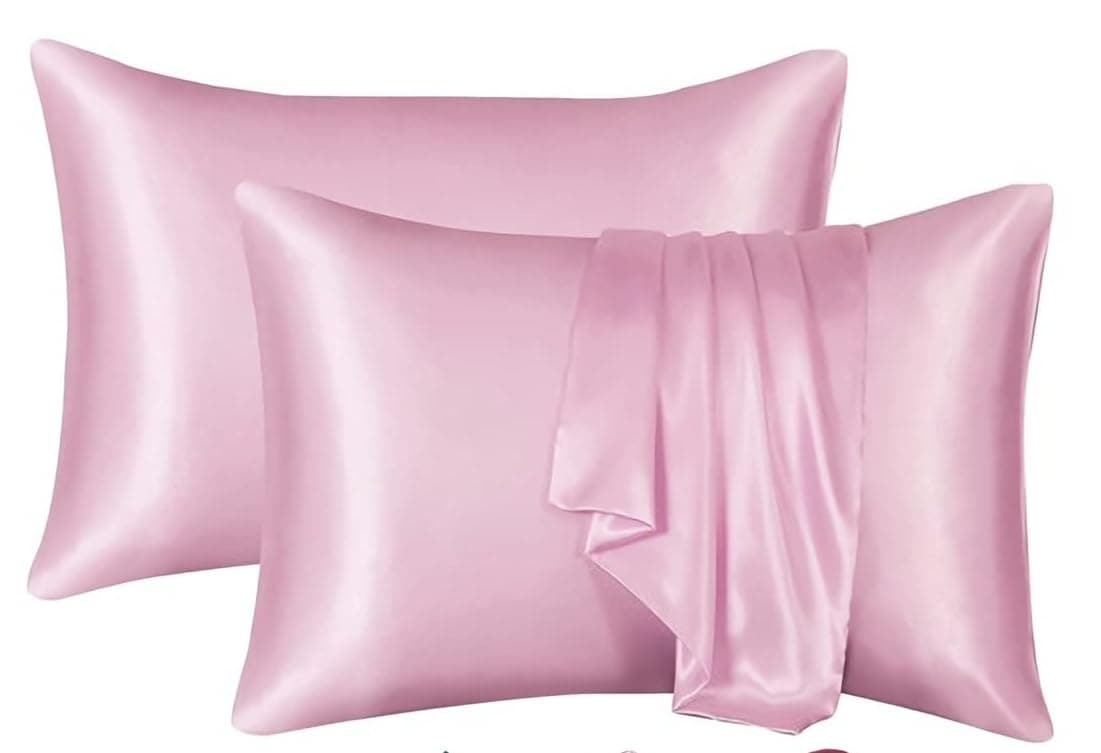 SUNRING 100% Mulberry Silk Pillow Cover - Anti-Aging, Hair & Skin Friendly Pure Silk Pillow Covers, 22 Momme,6AGrade Size,71X46 CM (Standard, Baby Pink)