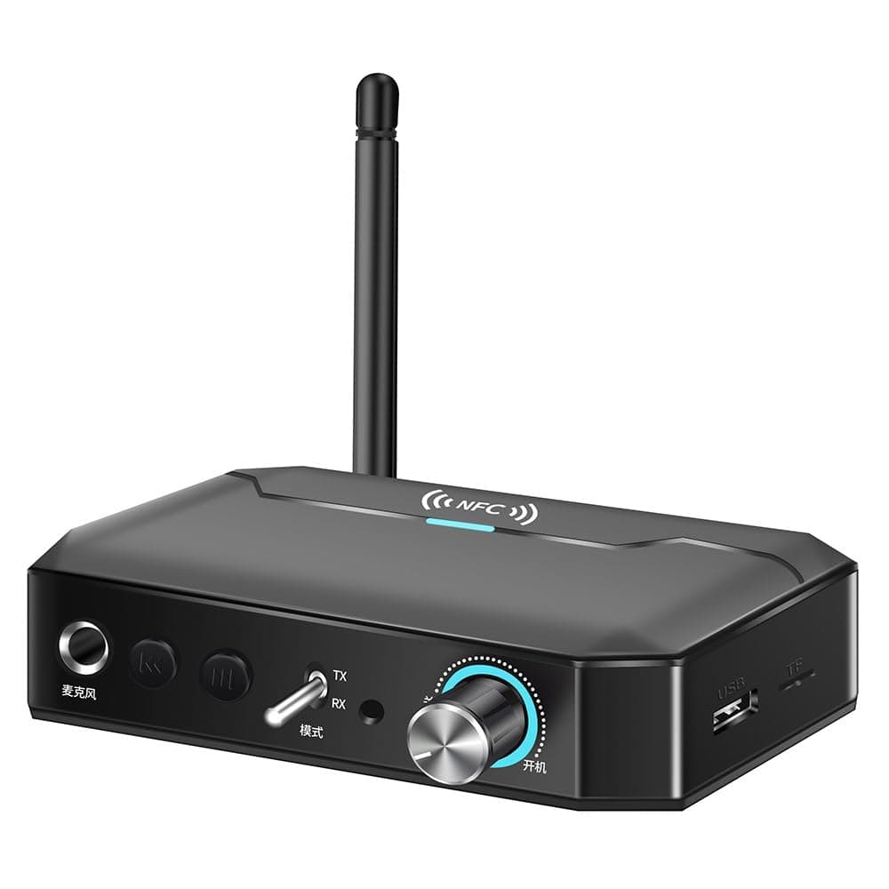 Microware T300 NFC Bluetooth Receiver Transmitter 5.3 Stereo AUX 3.5mm Jack RCA Handsfree Call Mic Wireless Music Audio Adapter TF/USB for PC TV