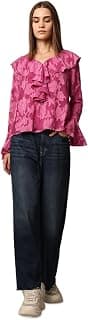ONLY Women's Polyester Floral Regular Fit T-Shirt