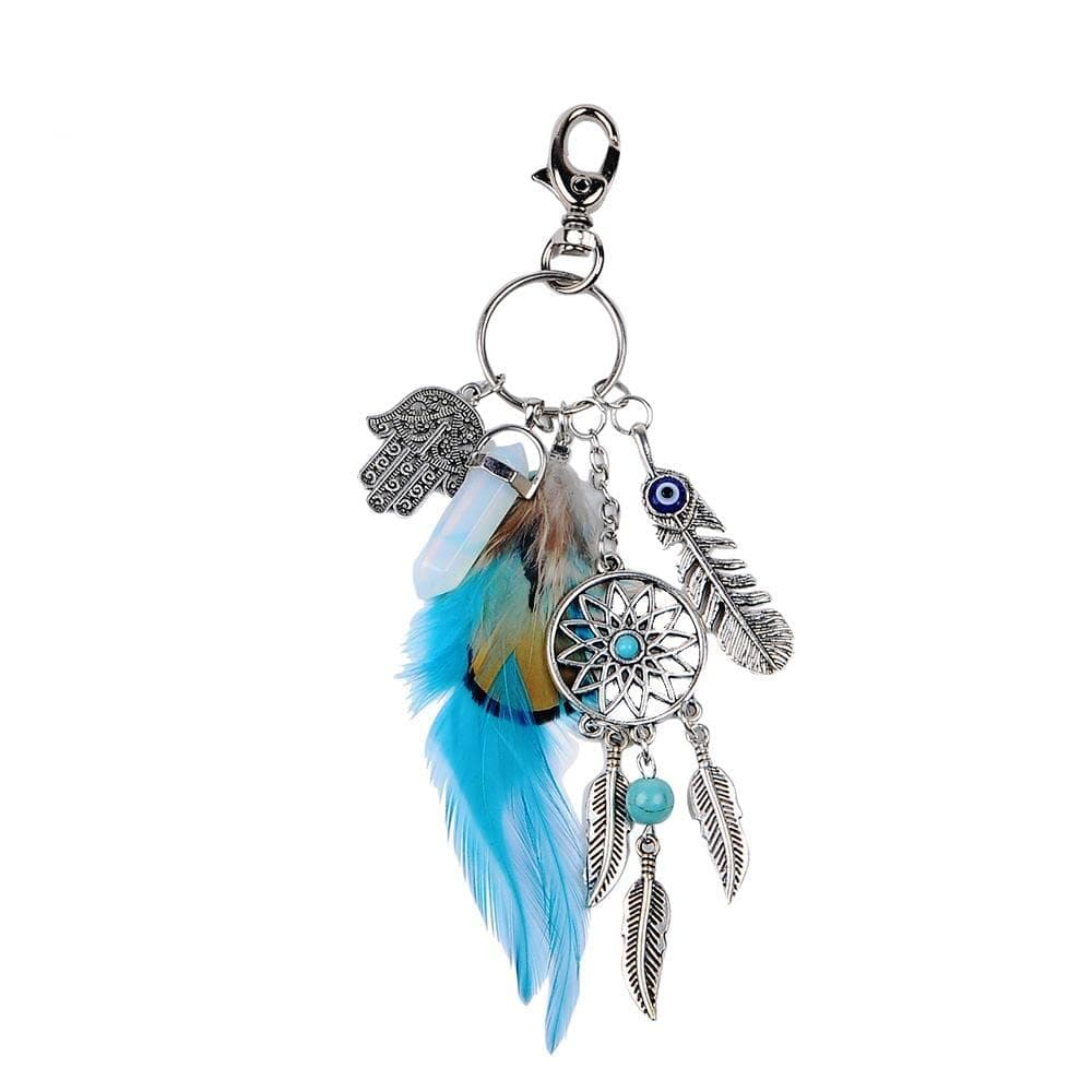 Personalized Keychains for Girls,Handbag or Purse with Agate & Feather Charm Keyring,key Ring for Car and Bike,Dream Catcher Keychain