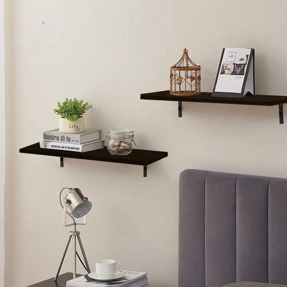 Flux Engineered Wood Floating Wall Shelf for Living Room Wall Mount Wall Shelves Book Shelves for Wall, Room Kitchen, Bathroom, Bedroom and Home Decor (Pack of 1) (Black)