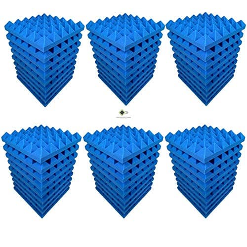 YGM Acoustic Foams® (Set of 72) Pyramid Soundproofing Studio Acoustic Foam 1'x1, 2 inches (Blue)