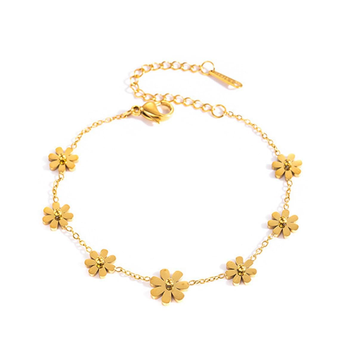 Aaishwarya 18K Gold Plated Floral Charm Chain Bracelet for Women | Waterproof, Anti-Tarnish | Dainty Minimal Flower Jewelry | Gift for Women and Girls