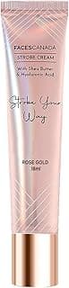 FACES CANADA Strobe Cream Mini- Rose Gold, 18ml | Primer + Highlighter + Moisturizer | Shea Butter & Hyaluronic Acid | Intense Hydration | Flawless Radiant Dewy Skin | Illuminating & Glowing Makeup Base