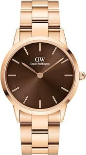 Daniel Wellington Iconic Link Amber Rose Gold Strap Brown Dial Watch