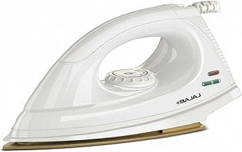 Bajaj DX-7 1000 Watts Dry Iron | Advance Soleplate And Anti-Bacterial German Coating Technology | Light Weight Iron | Thermal Safety Fuse | 360 Degree Swivel Cord | 2-Yrs Warranty 【White】
