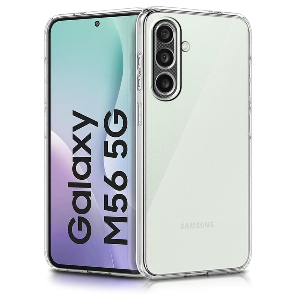 Amazon Brand-Solimo Mobile Cover for Samsung Galaxy M56 5G (Soft & Shockproof Back Case with inbuilt Cushioned Edges), Clear