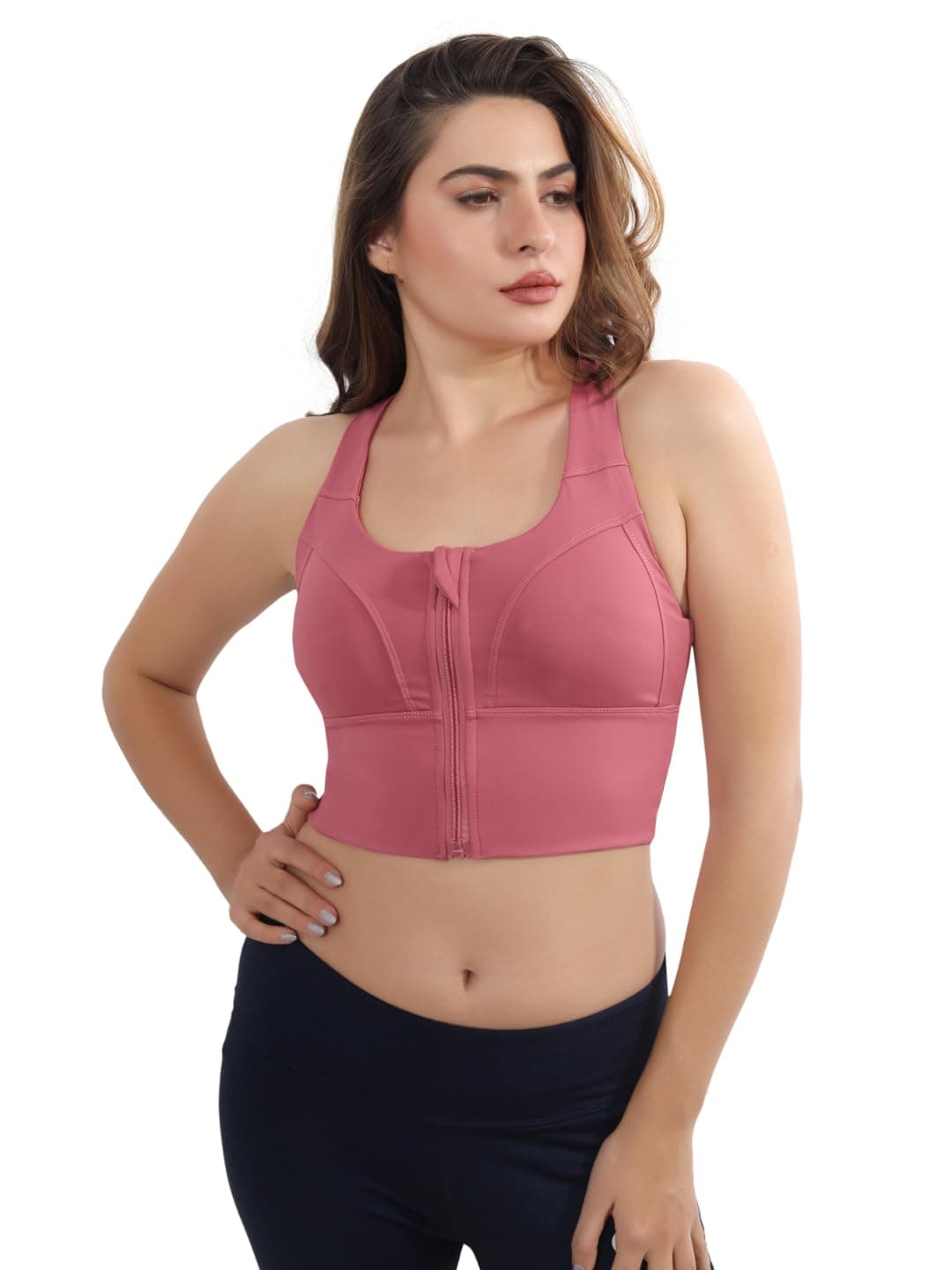 Fabluk® Elite Performance Zip-Front Sports Bra | Longline, Supportive Workout & Yoga Top with Enhanced Comfort, High Intensity Bra