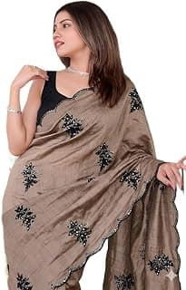 Vragi Self Design Bollywood silk Saree with Blouse Piece Lightweight Stylish Ethnic Saree for Women(REVENGE CHOCOLATE_N)